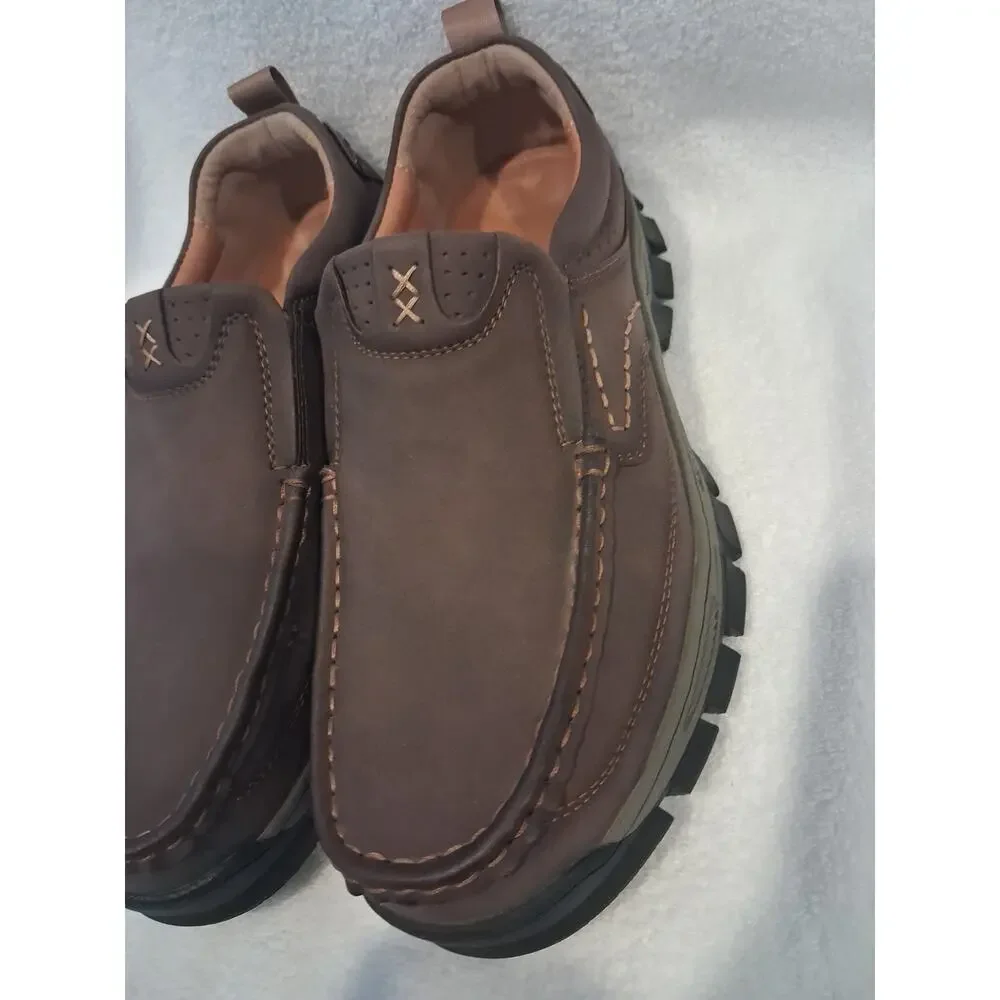 Shoes Slip Loafers On Brown Leather Slip Safety Shoes Composite Toe Sz 9.5 EE